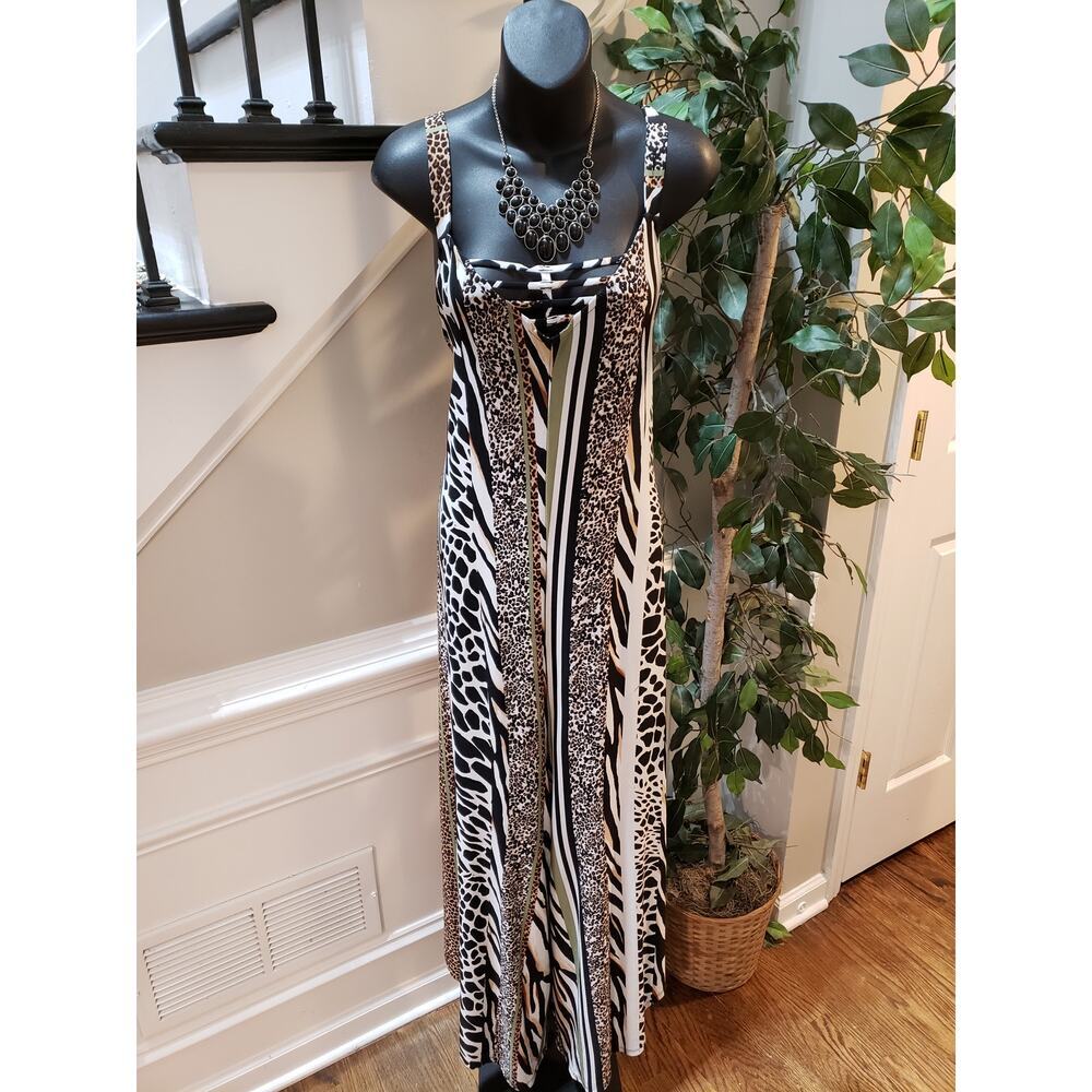 Women's Jumpsuit Multicolor Animal Print Strapless Flared Leg Cutout V XL